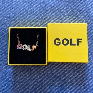 3D Golf Wang Necklace 18k Gold Fill/Enamel
